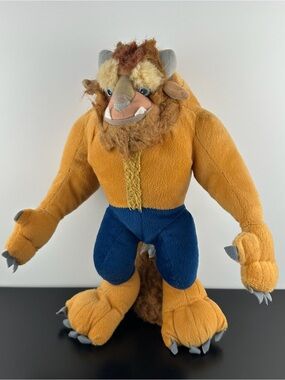 Disney Beast from Beauty and the Beast 15” Large Orange Brown Blue Plush Doll